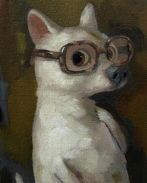 Alison Friend on Instagram: "‘Dog In Gucci Glasses’and ‘Audrey (quietly judging)’ are in an exhibition at a friends gallery, @murama_artspace They are both available so drop Nan a DM if you’re interested. She can ship internationally. Or if you’re in the area go and have a look at the show. It’s full of lovely pieces by some great Northern artists. 🥰 I believe it is on until Dec 23rd . Presenting the rich and varied breadth of painting taking place in northern England today, Mura Ma has gathered 14 northern contemporary painters for its final exhibition of the year. Precious Little will feature two small paintings from each of the following artists; Sue Asbury, Nan Collantine, Rob Hall, Ghislaine Howard, Kate Jacob, Josie Jenkins, Joe Kiney-Whitmore, Alison McVey, Jen Orpin, Joe O’Rou Alison Friend Dog, Cute Dog Painting, Alison Friend, Funny Dog Art, Dog Glasses, Dog With Glasses, Arte Peculiar, Instagram Dog, Funny Paintings