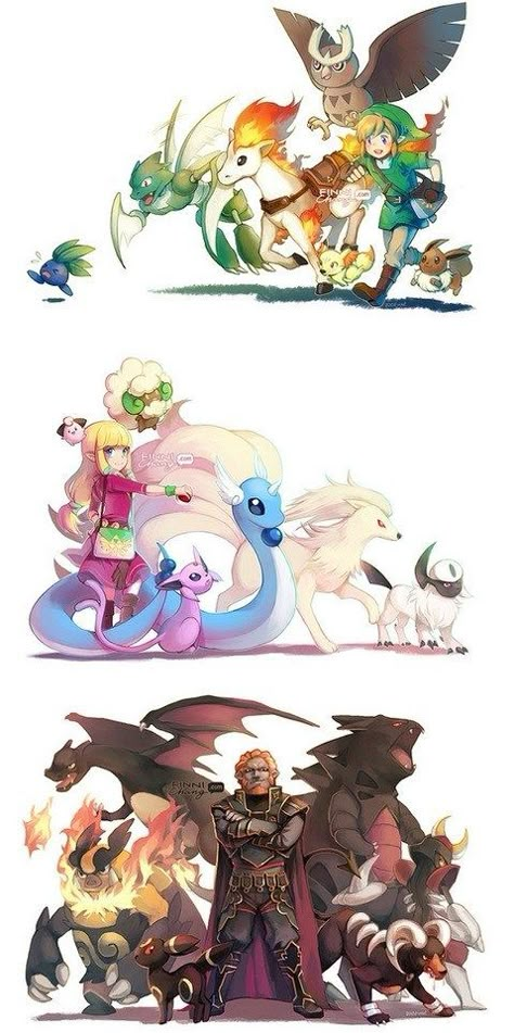 If Legend of Zelda characters were Pokemon trainers Ganondorf Twilight Princess, Legend Of Zelda Characters, Pokemon Crossover, Illustration Manga, Gameboy Color, Wind Waker, Pokémon Master, Anime Lindo, Twilight Princess