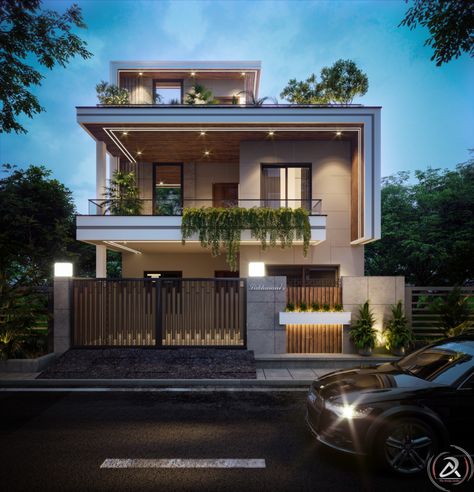 Minimal Bungalow Exterior, Small Modern Bungalow House Design, Minimal Elevation Design, North Facing House Elevation G+1, Residential Elevation, Residence Exterior, Classic Elevation, Indian House Exterior Design, House Front Wall Design