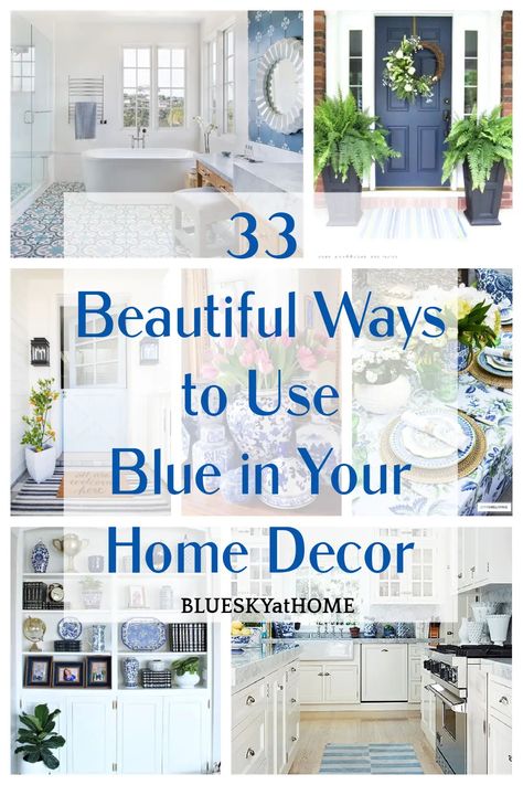 33 Beautiful Ways to Use Blue in Your Home Decor. Get great ideas for using blue in every room. Blue is a classic color scheme for your home. Blue And White Chinoiserie Decor, Blue Accents Living Room, Chinoiserie Living Room, Blue Living Room Color, Blue And White Decor, Blue And White Living Room, Blue Backsplash, Blue And White Chinoiserie, Casa Country