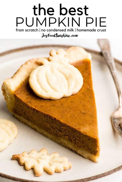 This is the BEST Pumpkin Pie Recipe from Scratch! This easy pumpkin pie contains NO sweetened condensed milk and is the only pumpkin pie recipe you'll ever need! #pumpkinpie #recipe #fromscratch #thanksgiving #pumpkin #dessert #piecrust #pie Pumpkin Pie No Condensed Milk, Pumpkin Pie Without Condensed Milk, Pumpkin Pie Recipe No Condensed Milk, Pumpkin Pie With Half And Half, Best Ever Pumpkin Pie, Homemade Pumpkin Pie With Real Pumpkin, Pumpkin Pie With Sweetened Condensed, Pumpkin Pie Recipe From Scratch, The Best Pumpkin Pie Recipe