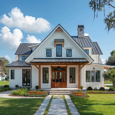 3+ Single Story Modern Farmhouse Exterior Elements for a Chic Country Home • 333+ Art Images Small Country House Plans Farmhouse, Outside Of Farmhouse, Exterior Cottage Ideas, 1.5 Story Farmhouse, Farmhouse Exterior Design Ideas, Two Story Ranch House, 1 Story House Exterior, Stone Exterior Houses Farmhouse, Farmhouse Brick Exterior