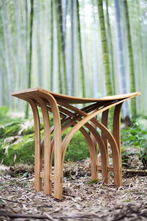 Bamboo Stool, Eksterior Modern, Green Craft, Bamboo Crafts, Bamboo Furniture, Bamboo Design, Wood Sticks, Stool Design, Table Vintage