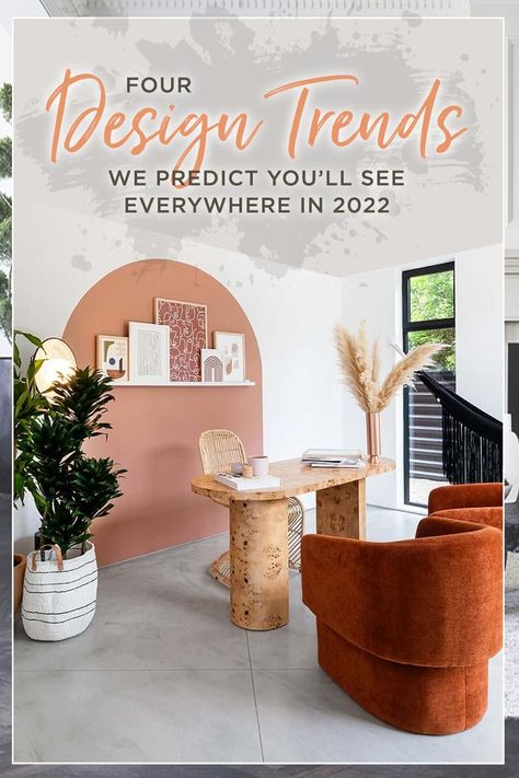 Four Home Design Trends We Predict You'll See Everywhere in 2022 Orange Office, Colorful Terrazzo, California Beach House, Pink Office, Zellige Tile, Casa Container, Pink Paint, Styl Boho, Interior Design Trends