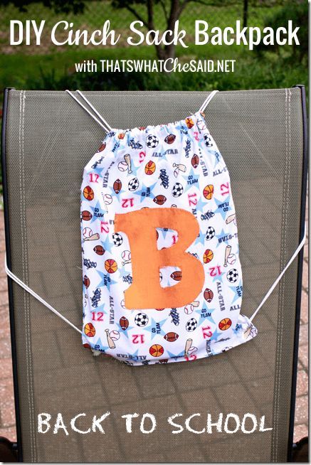 Cinch Sack, Cinch Bag, Back To School Crafts, Diy Fashion Accessories, Diy Gifts For Kids, Animal Bag, Backpack Pattern, Camping Bag, Joanns Fabric And Crafts