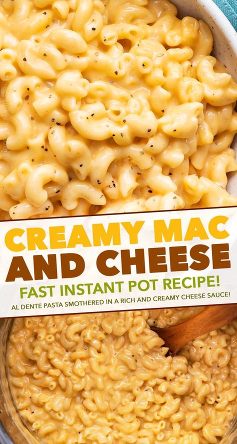 This Instant Pot Mac and Cheese is ultra creamy and rich with a velvety smooth sauce!  Ready in about 20 minutes, it's perfect for a busy night and always a family favorite! #macandcheese #comfortfood #macaroni #cheese #instantpot #pressurecooker #sidedish #comfortfood #holidayfood Healthy Instant Pot Mac And Cheese, Homemade Mac And Cheese Recipe Instapot, Macaroni And Cheese Instapot, Homemade Mac And Cheese Instant Pot, Best Instant Pot Mac And Cheese, Instapot Mac And Cheese Easy, Instant Pot Mac And Cheese Easy, Insta Pot Mac & Cheese Recipes, Mac And Cheese Recipe Instant Pot