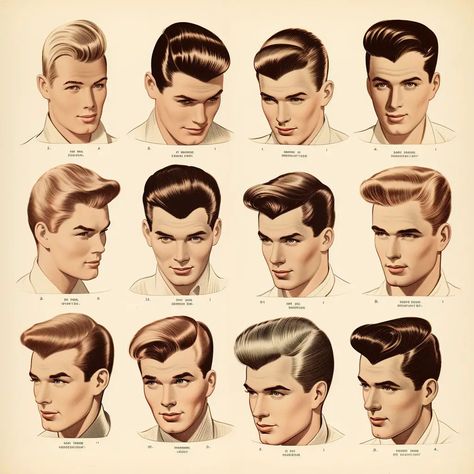 resurgence. 1950s Men’s Hairstyles, 1950s Men’s Hair, 1950s Male Hairstyles, Vintage Male Hairstyles, 1950s Mens Hair, 1950s Haircut, 20's Hairstyles, 1930s Mens Hair, 50s Hair Styles