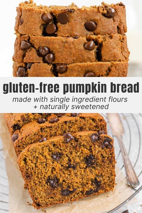 Pumpkin Bread Recipe Healthy, Healthy Pumpkin Bread, Gluten Free Pumpkin Bread, Chocolate Chip Bread, Pumpkin Chocolate Chip Bread, Gluten Free Granola, Gluten Free Chocolate Chip, Pumpkin Chocolate Chip, Clean Eating Breakfast