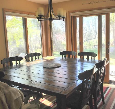 DIY Square Dining table....Diningroom! Perfection!..Being married to a carpenter = happiness! Square Farmhouse Table, Free Furniture Plans, Diy Esstisch, Dining Room Table And Chairs, Rustic Dining Room Table, Diy Dining Table, Diy Farmhouse Table, Diy Dining, Rustic Dining Room