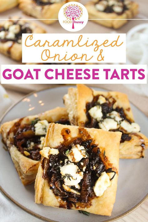 Carmelized Onion Tart, Goat Cheese Tarts, Onion Tartlets, Cheese Tartlets, Onion Appetizers, Goat Cheese Dip, Goat Cheese Appetizer, Balsamic Onions, Baked Goat Cheese