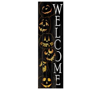 Halloween Pallet Projects, Hallowen Crafts, Halloween Welcome Sign, Scary Pumpkins, Halloween Yard Art, Halloween Porch Sign, Halloween Wood Signs, Halloween Wood Crafts, Wooden Welcome Signs