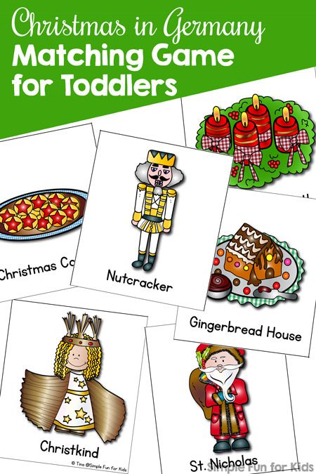 Learn about special German Christmas traditions with this printable Christmas in Germany Matching Game for Toddlers! (Day 20 of the 24 Days of Christmas Printables for Toddlers.) German Christmas Games, Christmas In Germany Preschool, Christmas In Germany Crafts For Kids, Christmas In Germany For Kids, Germany Activities, Social Emotional Development Activities, Matching Games For Toddlers, Homeschool Christmas, 24 Days Of Christmas