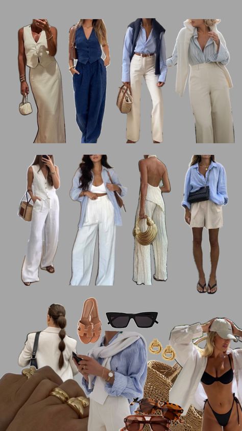 Dubai Outfits Ideas, White Ootd, Dubai Outfits, Outfits Sommer, Elevated Fashion, Fashion Capsule Wardrobe, Europe Outfits, Outfit Collage, Italy Outfits