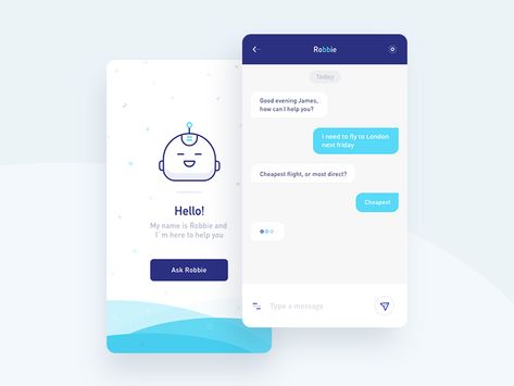 Robbie - Chatbot by José Polanco Chatbot App, Chatbot Design, Mobile App Design Inspiration, Timeline Design, Game Ui Design, Sales Marketing, App Design Inspiration, Mobile App Ui, Graphic Design Lessons