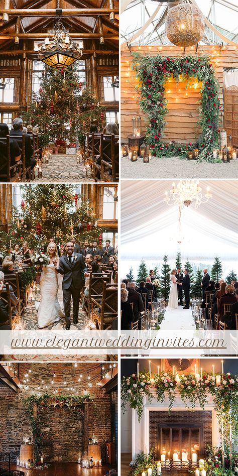 Wonter Wedding Dress, Christmas Wedding Stage Decorations, Wedding Backdrop Christmas, Outdoor December Wedding Ideas, December Wedding Backdrop, December Wedding Ideas On A Budget, December Wedding Theme Ideas, Wedding Dress For Winter Season, Christmas Eve Wedding At Home