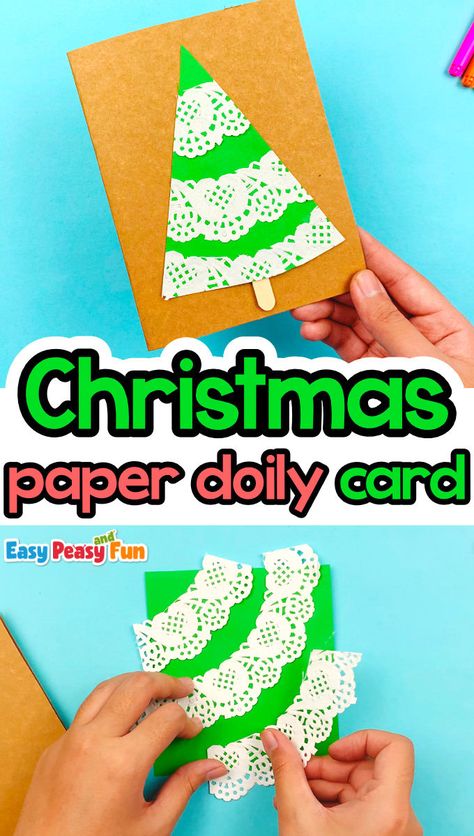 This Paper Doily Christmas Tree Card is a festive and fun project! Perfect for jolly Christmas crafts for kids, it’s a creative way to make unique DIY Christmas cards. Kids will love using doilies to create beautiful trees, blending the charm of doily crafts with the holiday spirit. Add this to your favorite Christmas tree crafts for a joyful holiday activity! Diy Christmas Cards Kids, Doily Christmas Tree, Doily Crafts, Doilies Crafts, Christmas Tree Card, Card Easy, Christmas Cards Kids, Paper Doilies, Paper Christmas Tree