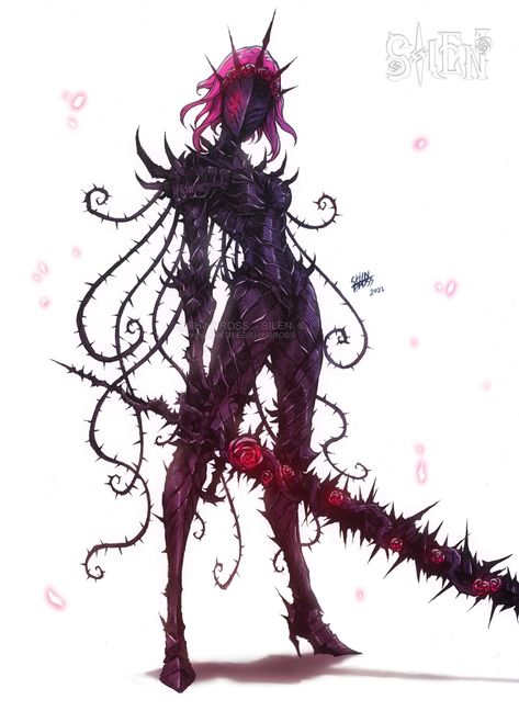 ArtStation - "Cursed black rose", Shinbross - Giulio Sciaccaluga Corrupt Character Design, Rose Armor Concept Art, Gothic Monster Art, Fantasy Curse Ideas, Eldritch Horror Character Design, Eldritch Armor, Rose Creature, Rose Character Design, Fantasy Monster Art