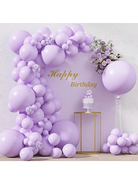 50pcs/Set 5-Inch Purple Macaron Balloons For Birthday Party, Graduation, Wedding Decoration Purple    Latex     Event & Party Supplies, size features are:Bust: ,Length: ,Sleeve Length: Lilac Purple Birthday Decorations, Lavender And Gold Birthday Party, Pastel Purple Birthday Theme, Purple Birthday Party Ideas For Women, Purple Birthday Party, Balloons For Birthday, Purple Birthday, Gold Birthday Party, Purple Decor