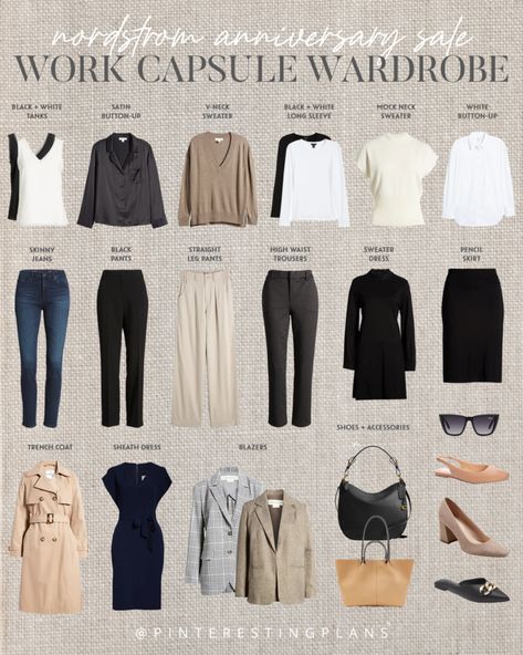 Business Casual Closet Capsule Wardrobe, Business Casual Travel Capsule Wardrobe, Capsule Smart Casual Wardrobe, Work Outfit Wardrobe, Minimalist Casual Work Outfit, Minimalist Business Wardrobe, Smart Casual Work Capsule, Capsule Wardrobe Women Work, Spring Work Capsule Wardrobe 2024