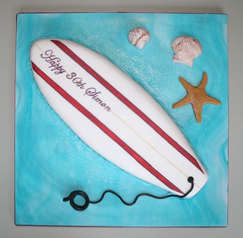 Surfboard cake. … Surfboard Cake Ideas, Surfboard Cake, Surfer Cake, Jack Daniels Cake, Swimming Cake, 12th Birthday Party Ideas, Skateboard Party, Skateboard Birthday, Football Birthday Cake