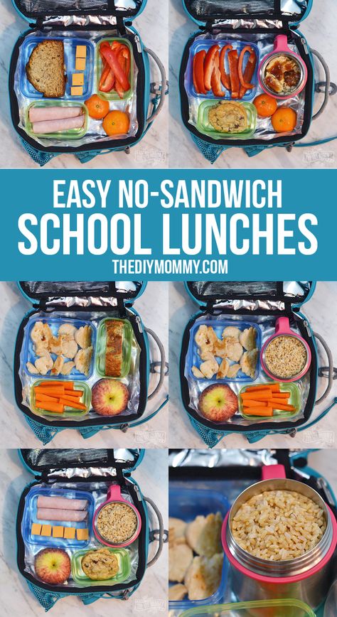 Easy No Sandwich School Lunch Ideas Cold Lunch Ideas For Kindergarteners, Easy Kids Lunch Ideas For School, Cold School Lunch Ideas, Cold Lunch Ideas For Kids, Kids School Lunch Ideas, Cold School Lunches, Lunches For Kids, Non Sandwich Lunches, Easy Lunches For Kids