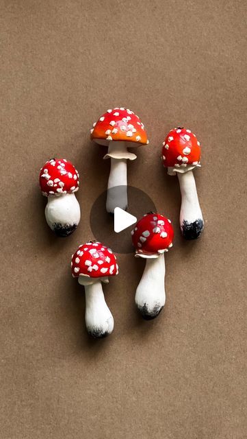 🌲Elena | fairytale forest art 🍂 on Instagram: "Polymer clay mushroom tutorial🍄🌲 Made of baked polymer clay FIMO professional, acrylic paints and acrylic varnish FIMO" Polymer Clay Mushroom Tutorial, Clay Ideas Mushroom, Cute Polymer Clay Ideas Easy, Polymer Clay Charms Tutorial, Clay Art Mushroom, Fimo Clay Ideas, Clay Mushrooms Diy, Mushrooms Clay, Mushroom Tutorial