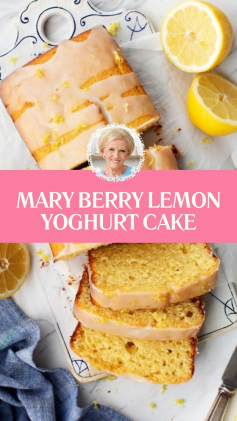 Mary Berry Lemon Yoghurt Cake Lemon Yoghurt Cake Recipe, Yogurt Lemon Cake, Berry Yogurt Cake, Yoghurt Cake Recipe, Vanilla Yogurt Cake, Cake With Greek Yogurt, Mary Berry Recipes Baking, Lemon Yogurt Cake Recipe, Almond Flour Baking