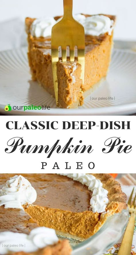 Paleo Pie, Creamy Pumpkin Pie, Paleo Pumpkin Pie, Paleo Cake, Paleo Drinks, Best Paleo Recipes, Paleo Dishes, Pumpkin Pie Recipe, Paleo Recipes Dessert