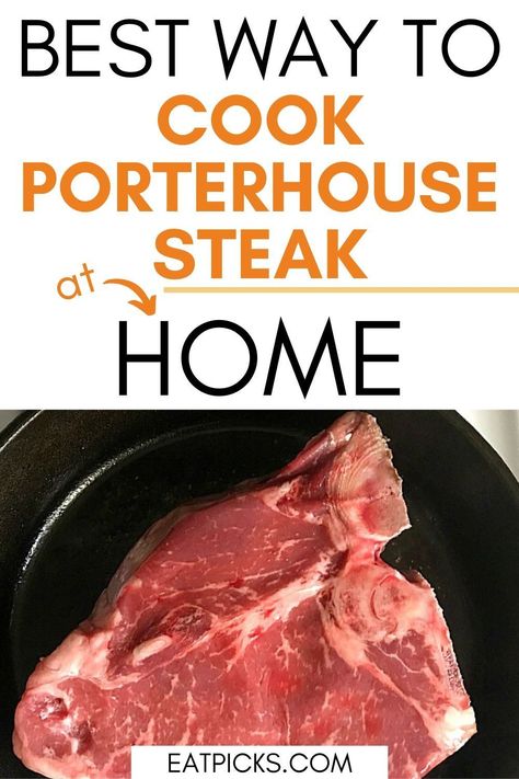 When craving a thick and juicy steak, grab your cast iron skillet and make this Perfect Porterhouse Steak recipe. #Steak #beef #porterhouse #howtocook #cooking #dinner #cookingathome #homemade #summerrecipes #easyrecipe #castironskillet #castironcooking #dinnerrecipes Cast Iron Steak Recipes, Iron Steak Recipes, Porterhouse Steak Recipe, Steak At Home, Beef Loin, Cast Iron Steak, Cast Iron Oven, Steak In Oven, Porterhouse Steak