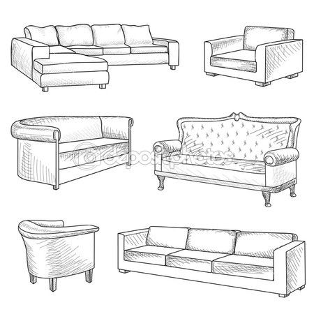 Idées de canapés et fauteuils Sofa Sketch, Drawing Furniture, Chair Drawing, Furniture Sketch, Furniture Design Sketches, Interior Design Drawings, Interior Design Sketches, Interior Sketch, Smart Furniture