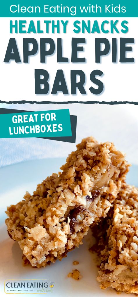 Healthy Apple Pie Bars, Healthy Ways To Use Apples, Baked Goods For School Lunches, Apple Breakfast Bars Healthy, Healthy Apple Bars Recipes, Clean Eating Apple Recipes, Clean Eating Kids Lunch, Healthy Apple Treats, Healthy Apple Recipes Clean Eating