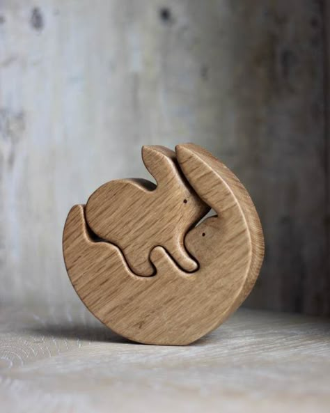 Odin Parker, Baby Puzzles, Wooden Toys Plans, Wooden Rabbit, Wood Puzzles, Wooden Animals, Baby Bunnies, Wood Toys, Wooden Crafts