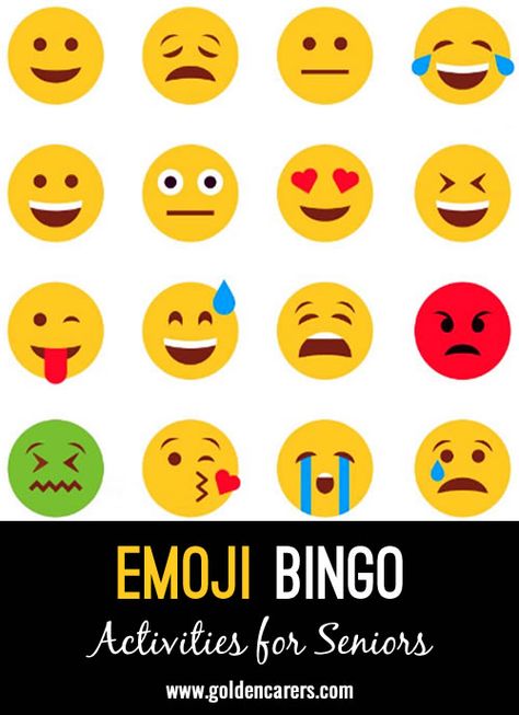 Emoji Bingo, Activities For Seniors, Nursing Home Activities, Alzheimers Activities, Senior Games, Bingo Sheets, Elderly Activities, Activity Director, Senior Activities