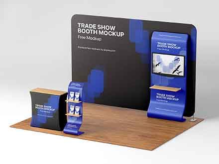 Tradeshow Display Design, Flyer Display, Branding Mockups Free, Trade Exhibition, Trade Show Design, Trade Show Booth Design, Trade Show Booth, Free Trade, Exhibition Stall