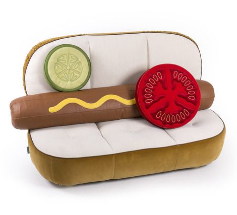 Additional view of Hot Dog Sofa Pop Art Furniture, Small Sofa Designs, Modern Sofa Design, Dog Vegetables, Pineapple Lamp, Food House, Sofa Design Ideas, Hot Diggity Dog, Dog Couch