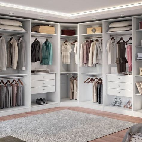 30 Well Organized Wardrobe Design Ideas ~ Matchness.com Closet Organization Ideas Bedroom, Organized Wardrobe, Bedroom Organization Ideas, Vstupná Hala, Corner Wardrobe, Dressing Room Closet, Walking Closet, Dream Closet Design, Walk In Closet Design