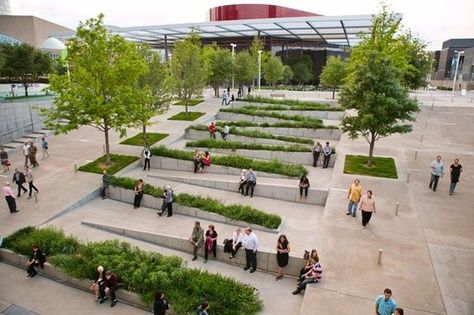 AT&T Performing Arts Center: Sammons Park | Landscape Performance Series Landscape Stairs, Plaza Design, Public Space Design, Urban Landscape Design, Desain Lanskap, Landscape Model, Park Landscape, Landscape Architecture Design, Urban Park