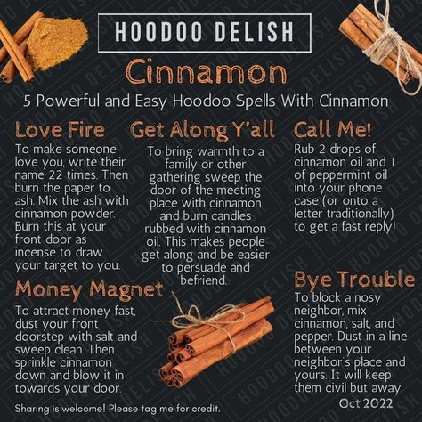 Cinnamon In Spells, Cinnamon Hoodoo, Cinnamon Witchcraft Uses, Cinnamon In Witchcraft, Cinnamon Manifestation, Witchcraft Cinnamon, Cinnamon Witchcraft, Cinnamon Spells, Ms Avi