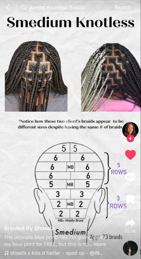 smedium braiding pattern by braided by shonda on tiktok Hair Styles On Black Women, Black Girls Hairstyles Weave Braids, Parting Box Braids, Hairstyles Weave Braids, Black Girls Hairstyles Weave, Unique Braided Hairstyles, Hair Braid Patterns, Parting Hair, Cornrow Braids