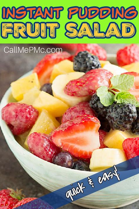 Instant Pudding Fruit Salad recipe Pudding Sauce, Frozen Fruit Salads, Fruit Dressing, Breakfast Fruit Salad, Fruit Salad With Pudding, Easy Fruit Salad, Easy Fruit Salad Recipes, Creamy Fruit Salads, Best Fruit Salad