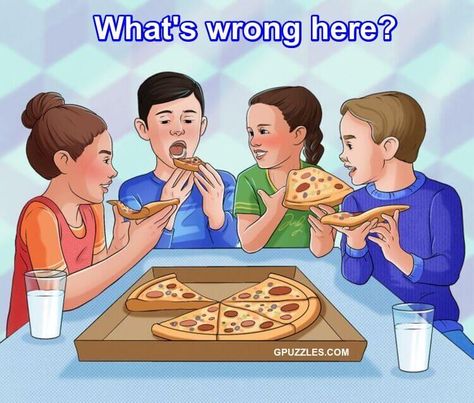 Whats Wrong With Pizza Picture Riddle : Popular Puzzles And Riddles Picture Riddles With Answers, What's Wrong With The Picture, Good Pizza Great Pizza Game, Brain Teasers And Answers, Picture Puzzles With Answers, Picture Puzzles Brain Teasers, Brain Teasers Pictures, Riddler Riddles, Puzzles With Answers