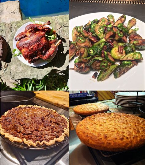 A Native Texas Thanksgiving Menu - Adán Medrano Texas Thanksgiving, Brussels Sprouts With Pecans, Iron Skillet Cornbread, Turkey Dressing, Bourbon Pecan Pie, Mexican Cornbread, Bourbon Recipes, Cilantro Rice, Skillet Cornbread