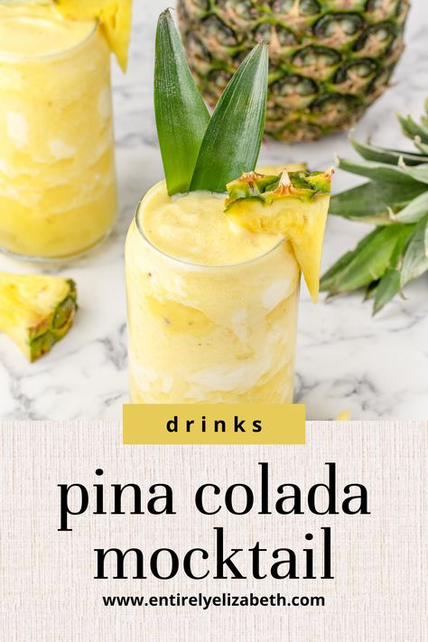 Drinks To Make With Pineapple Juice, Pineapple Coconut Drink Non Alcoholic, Pineapple Juice Mock Tail, Pineapple Coconut Mocktail, Mocktails Pineapple, Mocktail Pineapple, Alcoholic Drinks With Pineapple Juice, Pineapple Mocktails, Pina Colada Recipe Non Alcoholic