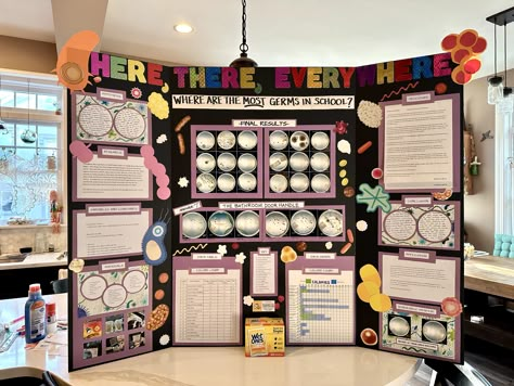 8th grade science fair bacteria tri-fold Bacteria Science Fair Project Board, Science Fair Board Layout, 8th Grade Science Fair Projects, Science Fair Display Board, Tri Fold Poster Board, Trifold Board, Tri Fold Poster, Science Fair Board, Tech Poster