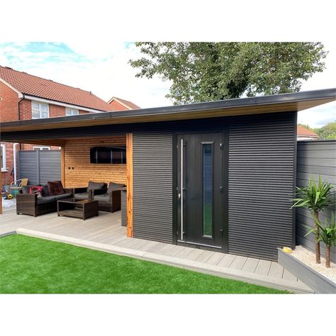 Composite Cladding Exterior Uk, Composite Cladding Exterior, Slatted Wall, Cladding Ideas, Cladding Exterior, Fibre Cement Cladding, Epdm Roofing, Sheet Metal Roofing, Wooden Garden Table