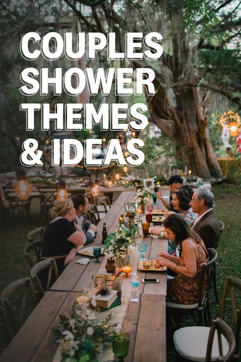 Groom And Bride Shower Ideas, Lawn And Garden Shower Ideas, Bridal Shower Themes Coed, Mixed Bridal Shower Ideas, Outdoor Couples Shower Ideas, Summer Couple Shower Themes, Unisex Bridal Shower Ideas, Wedding Shower After Wedding, Fall Couple Wedding Shower Ideas