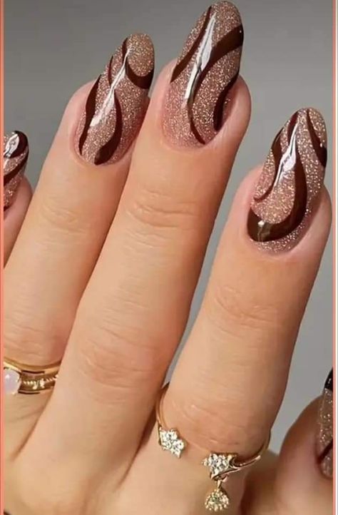 Brown Nail Art, Brown Nail, Brown Nails Design, September Nails, Fancy Nails Designs, Smink Inspiration, Holiday Glam, Art Pen, Brown Shade