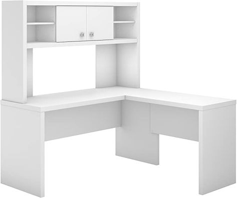 White Desk With Hutch, L Shaped Desk With Hutch, White Hutch, Office Desk With Hutch, Dream Desk, Desk With Hutch, White Desk, Nursery Room Design, Desk Hutch