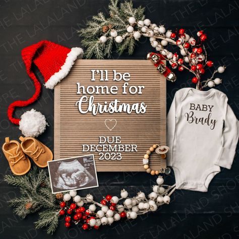 Christmas Baby Announcement, Editable Digital Pregnancy Reveal, Gender Neutral Pregnancy Announcement, December, I Vom Avea Un Copil, Bos Baby, Sonogram Pictures, Pregnancy Congratulations, Christmas Baby Announcement, December Baby, Cute Pregnancy Announcement, Baby Announcement Pictures