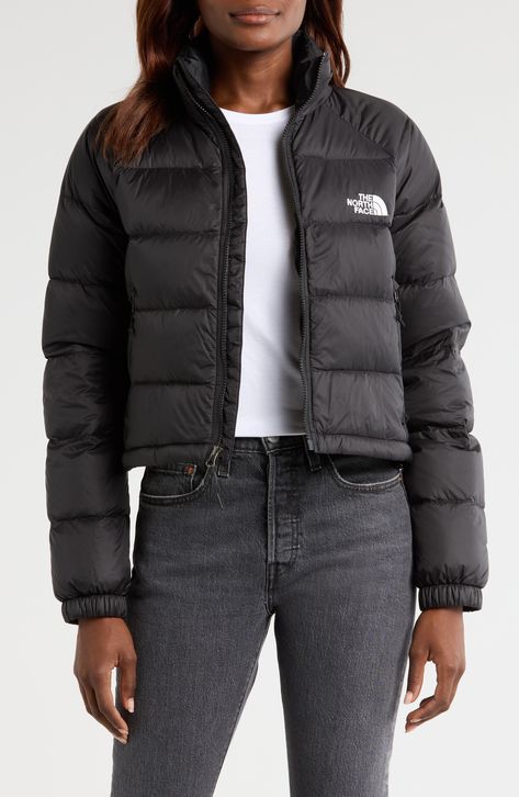 This short jacket delivers winter warmth you can count on with 600-fill-power down baffles and a water-repellent finish. The relaxed fit leaves room for layering and the drawcord-toggle hem locks in heat on frigid days. 20 1/2" length (size Medium) Front zip closure with interior draft flap Stand collar Elastic cuffs Exposed-zip hand pockets Drawcord-toggle hem 45 g/m² taffeta with non-PFC durable water-repellent (non-PFC DWR) finish Lined, with 600-fill-power down 100% recycled nylon Machine wa North Face Hydrenalite, Water Repellent Jacket, North Face Women, Short Jacket, Stand Collar, Water Repellent, North Face, The North Face, Layering